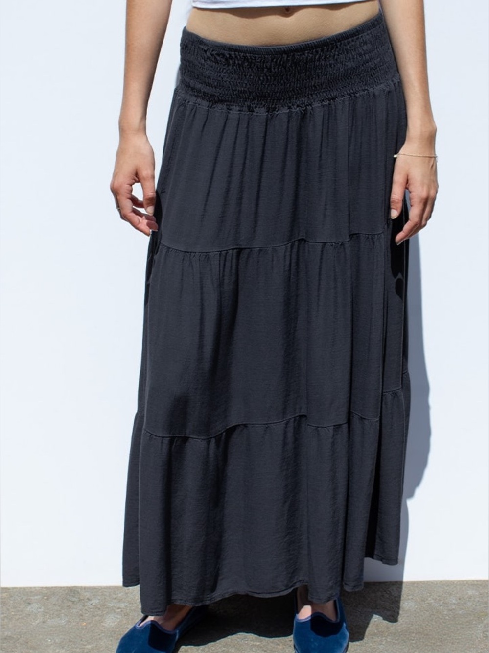 Subdued tiered maxi - navy blue